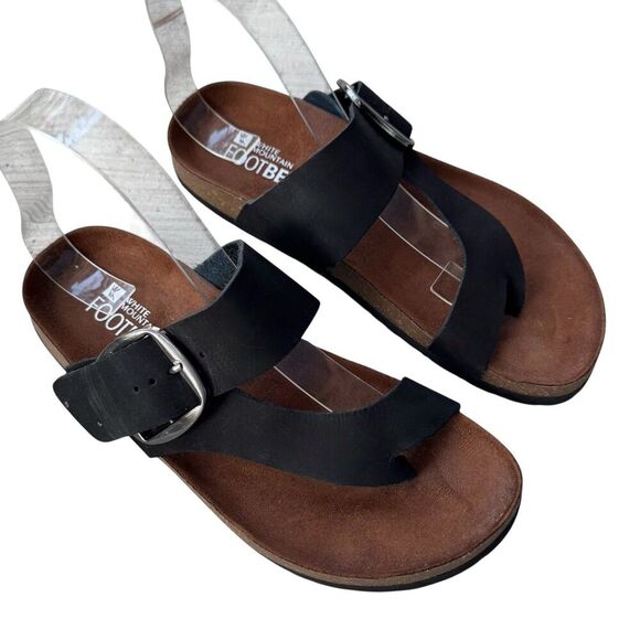 NEW White Mountain Womens Leather Upper Footbed Harley Sandals Size 7M Black - Picture 3 of 9